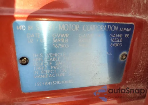 2008 Suzuki Sx4 Base z USA, uszkodzony, nr VIN JS2YA413285104302